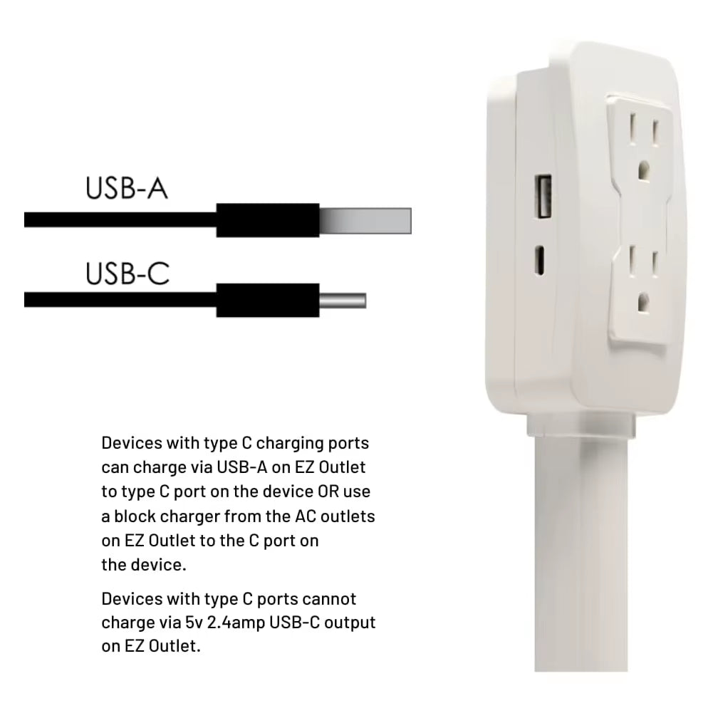 Electrical Outlet Extender Access Hard-To-Reach Outlets Power Socket Wall Charger Use behind Couches Nightstands Desks and More