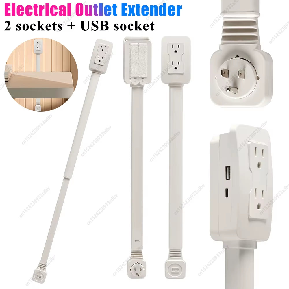 Electrical Outlet Extender Access Hard-To-Reach Outlets Power Socket Wall Charger Use behind Couches Nightstands Desks and More