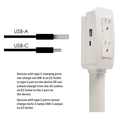 Electrical Outlet Extender Access Hard-To-Reach Outlets Power Socket Wall Charger Use behind Couches Nightstands Desks and More